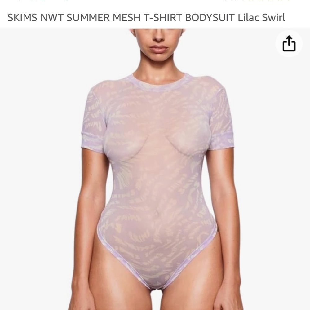 SKIMS NWT Summer Mesh Lilac Swirl T-Shirt Bodysuit | Limited Edition Rare